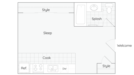 Studio, 1 bath, 478 sqft, $1,610