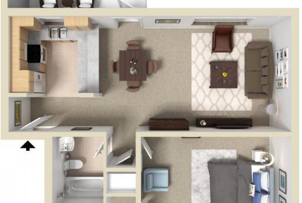 1 bed, 1 bath, 707 sqft, $1,125, Unit E-605