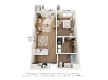1 bed, 1 bath, 763 sqft, $1,440