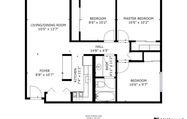 3 beds, 1 bath, 850 sqft, $2,175, Unit 203