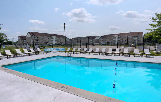 our apartments have a resort style pool with lounge chairs