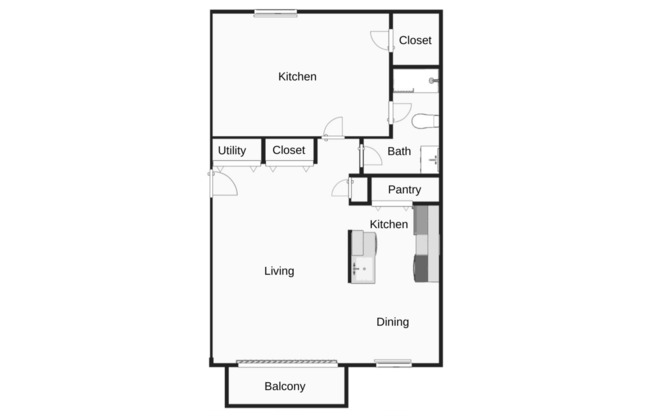 1 bed, 1 bath, 720 sqft, $958