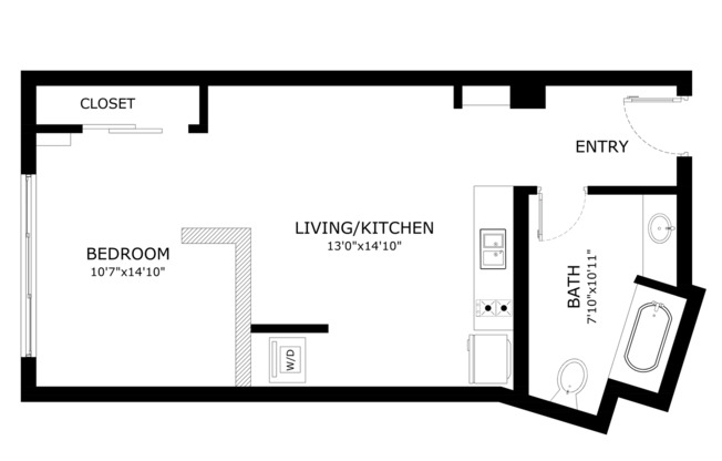 Studio, 1 bath, 515 sqft, $2,879.81, Unit 104