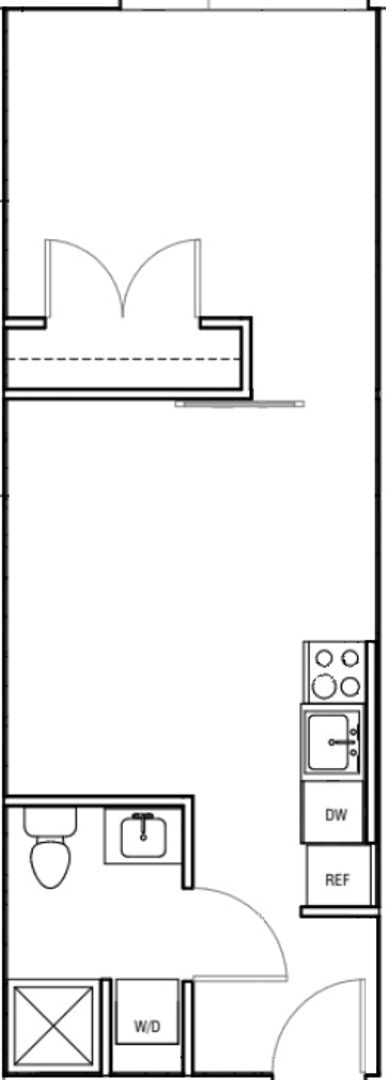 1 bed, 1 bath, 408 sqft, $1,595, Unit 208 (MFTE)