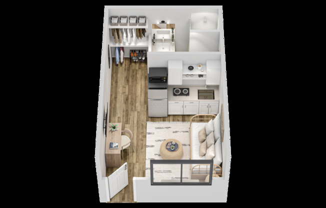Studio, 1 bath, 240 sqft, $799