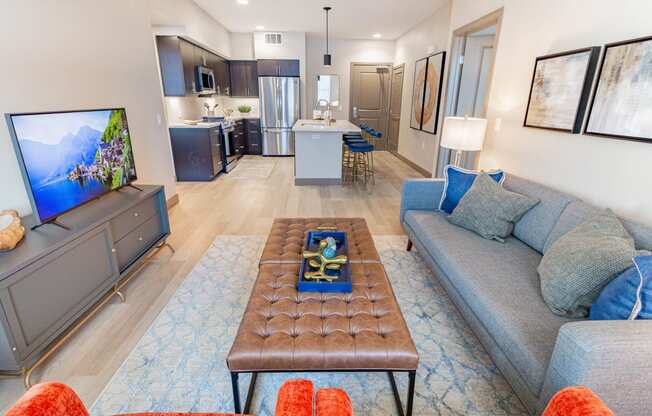 furnished living room at Bayswater Apartments, California, 94010