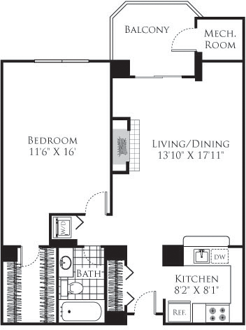 1 bed, 1 bath, 768 sqft, $2,383, Unit 210