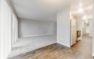 Beacon View Apartments Living Room and Kitchen with Hardwood Floors