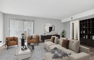 Model living room with large sofa