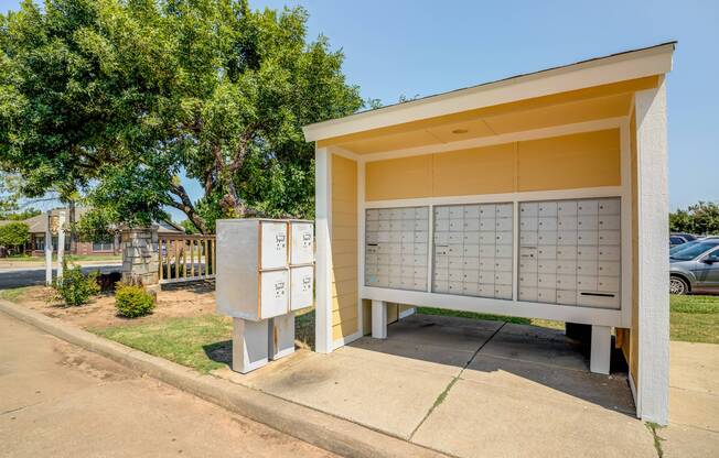 Drive-through mail kiosk for residents of Oklahoma City apartments