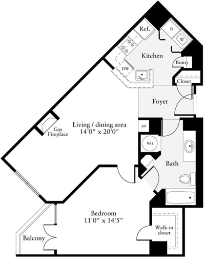 1 bed, 1 bath, 760 sqft, $2,530, Unit 603