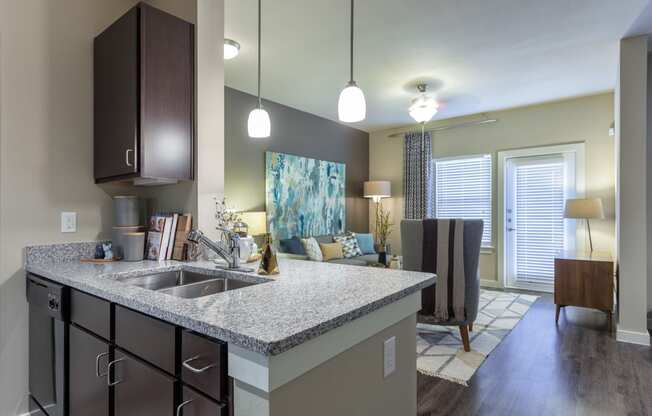 Model Kitchen with Pendant Lighting