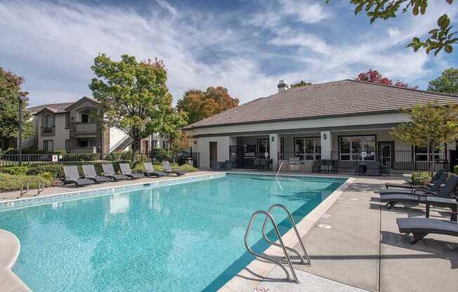 Stoneridge apartments, Roseville, CA, pool area and BBQ