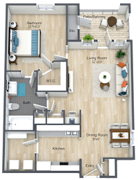 1 bed, 1 bath, 733 sqft, $1,139