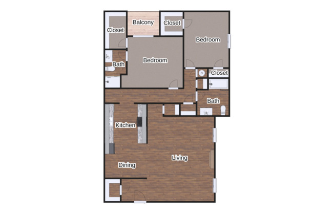 2 beds, 1 bath, 1,080 sqft, $980