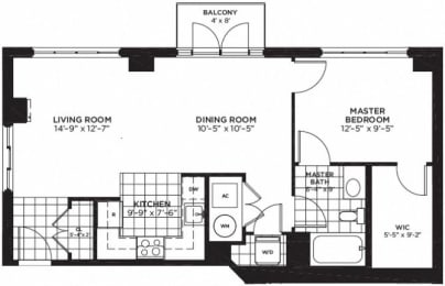 1 bed, 1 bath, 790 sqft, $2,341