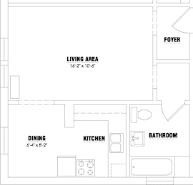 Studio, 1 bath, 420 sqft, $1,174