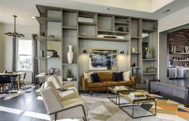 a living room with a couch and a table at Echo Park at Perry Crossing Apartments, Plainfield, Indiana