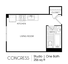 Studio, 1 bath, 256 sqft, $844