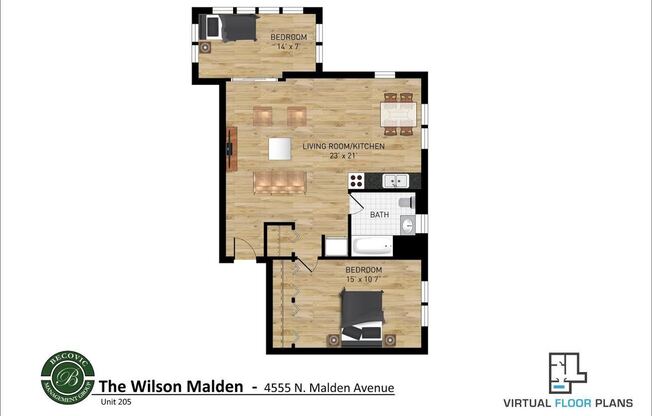 2 beds, 1 bath, 750 sqft, $2,450, Unit 205