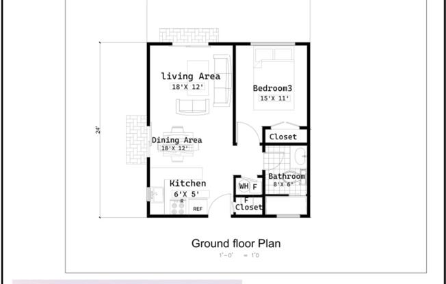 1 bed, 1 bath, 600 sqft, $1,150, Unit F2