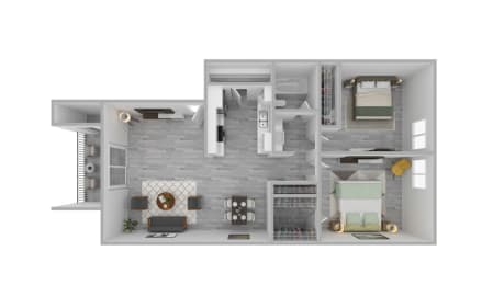 2 beds, 1 bath, 819 sqft, $1,147