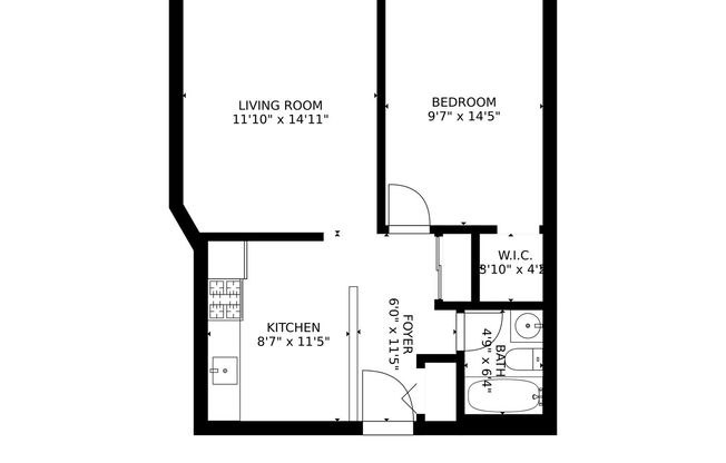 1 bed, 1 bath, 550 sqft, $875, Unit 304