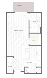 Studio, 1 bath, 522 sqft, $1,238