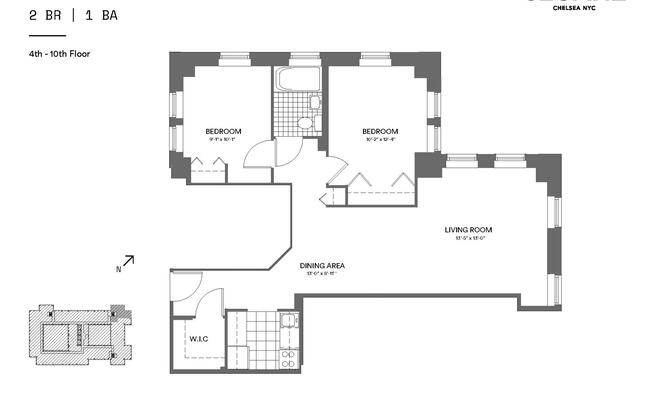 2 beds, 1 bath, $5,407, Unit 6-C