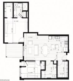 2 beds, 2 baths, 1,163 sqft, $2,370