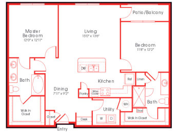 2 beds, 2 baths, 1,160 sqft, $2,794