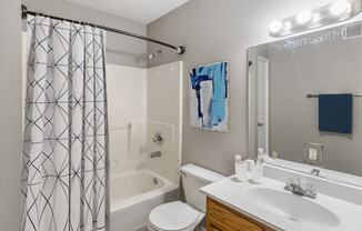a bathroom with a sink toilet and bathtub
