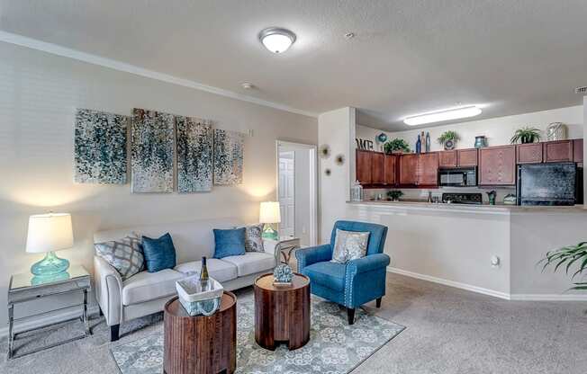 Open Concept Living and Kitchen at Bermuda Estates Apartments in Ormond Beach, FL