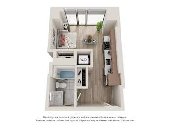 Studio, 1 bath, 382 sqft, $1,569