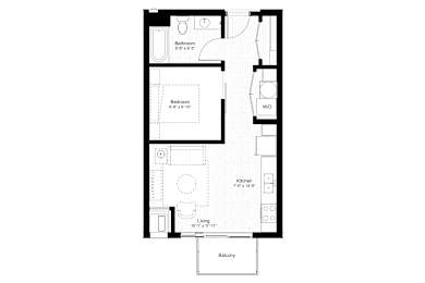 Studio, 1 bath, 540 sqft, $1,377