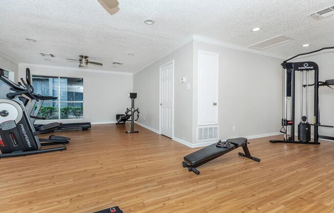 a living room with a wooden floor