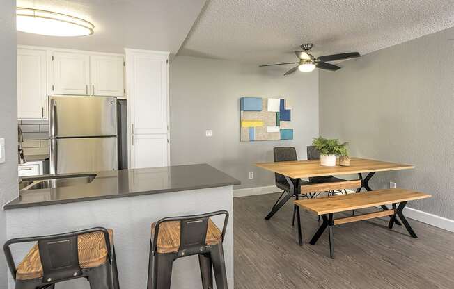 Dining and kitchen l Vue at the Lake in Sacramento
