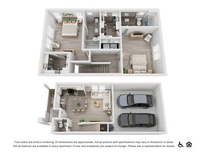 2 beds, 2.5 baths, 1,238 sqft, $2,230