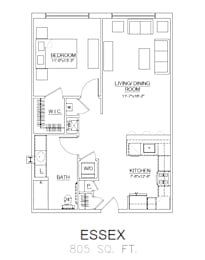 1 bed, 1 bath, 805 sqft, $2,340
