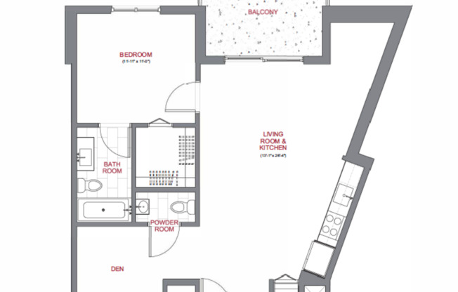 1 bed, 1.5 baths, 835 sqft, $2,700