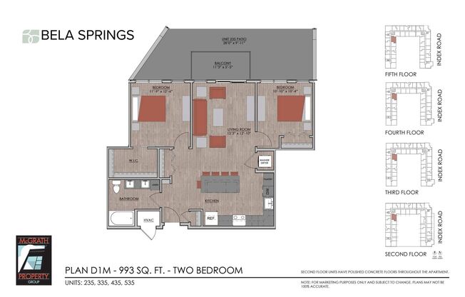 2 beds, 1 bath, 993 sqft, $2,090, Unit 535