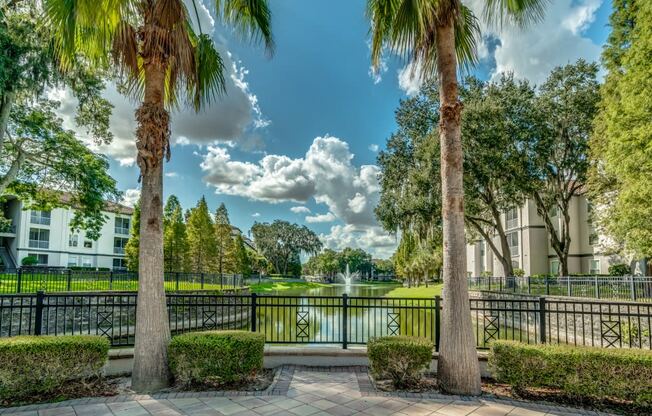 Pond with fountain