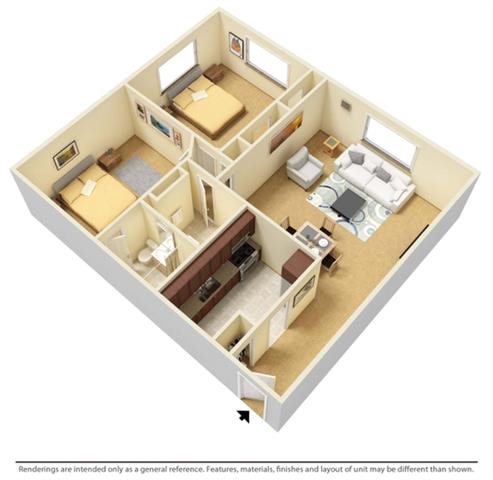 2 beds, 2 baths, 1,458 sqft, $887