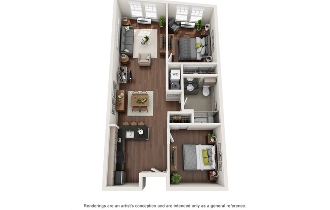 2 beds, 1 bath, 1,000 sqft, $2,695, Unit 107