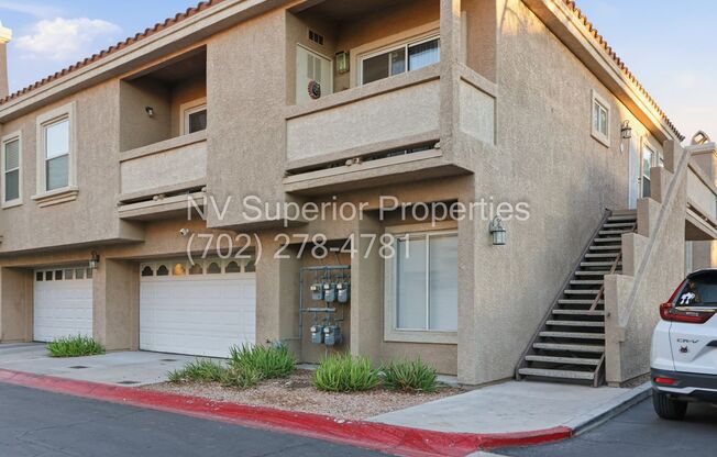 SW!!! 2 Bedroom Condo 1st Floor!! 2 Garage!! Gated!! Community Pool!! Fitness Room!! 2 Primary Bedrooms & Baths!!  No Carpets!!