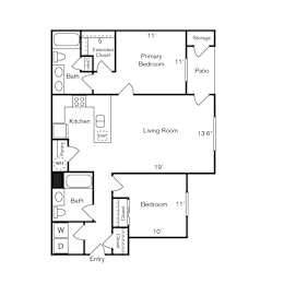 2 beds, 2 baths, 1,050 sqft, $1,895