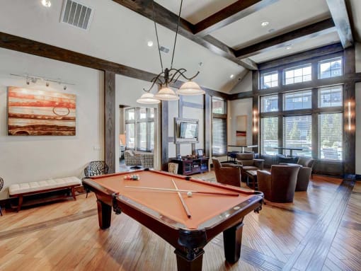 Pool Table In Clubhouse at Berkshire Aspen Grove Apartments, Colorado