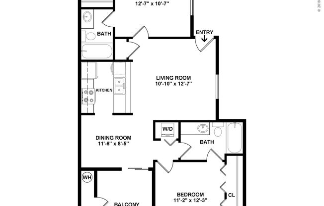 2 beds, 2 baths, 847 sqft, $1,269