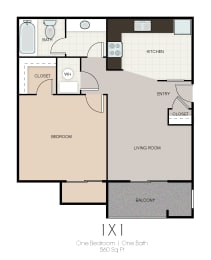 1 bed, 1 bath, 560 sqft, $1,230