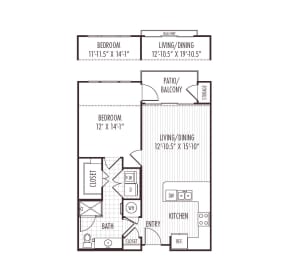 1 bed, 1 bath, 784 sqft, $1,636